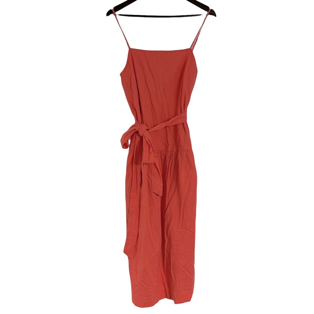 GAP Coral Sleeveless Tie Waist Linen Blend Pocketed Maxi Dress Size Medium NWT